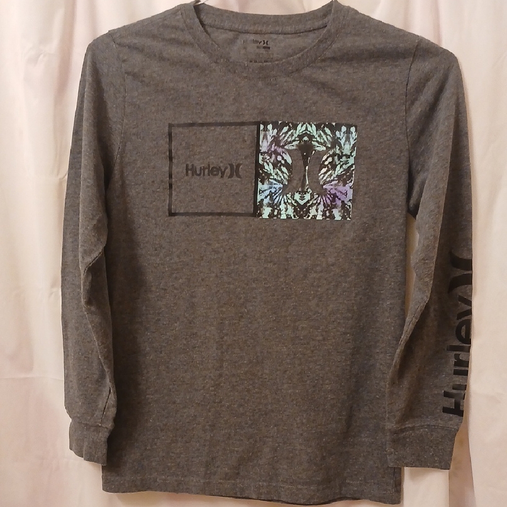 Hurley Kids Long Sleeve Graphic Tee - Gray